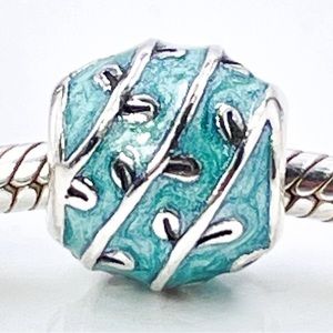 RETIRED Authentic Pandora Blue Vines Charm Sterling Silver Floral Enamel Charm